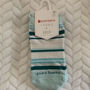 Pure Barre by Tavi Teal and White Striped Grip Socks [Small]